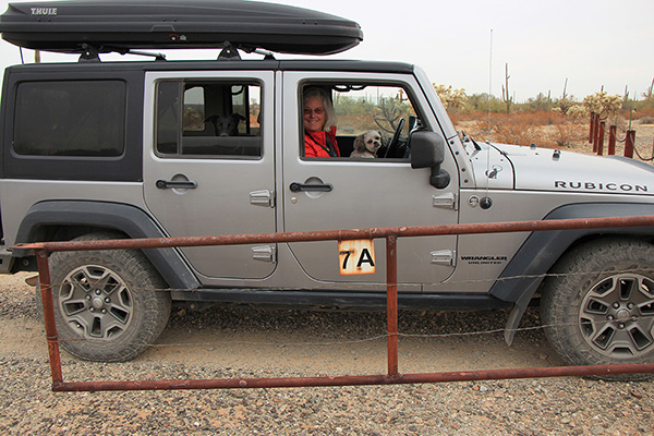 Linda and I enter Area A of the Sonoran Desert National Monument last December