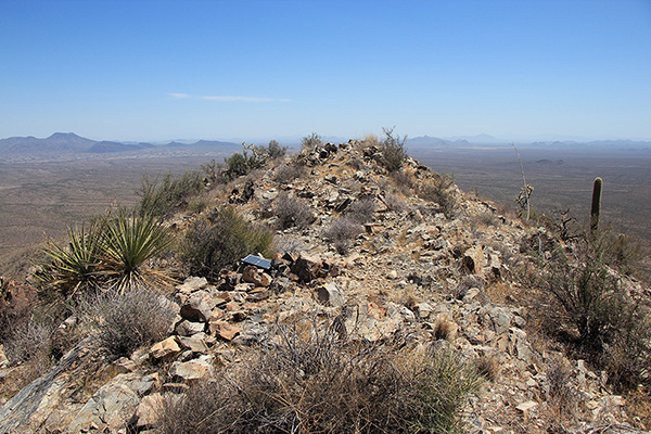 The Maricopa Peak summit ridge with solar panel