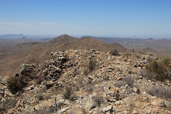 The view northwest along the spine of Javelina Mountain from the Maricopa Peak summit