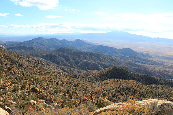 The Hualapai Mountains rise high above Kingman to the south of Peacock Peak