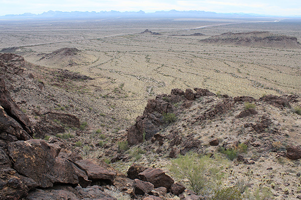 Looking down the canyon I note exit landmarks leading towards the distant aqueduct and my Jeep