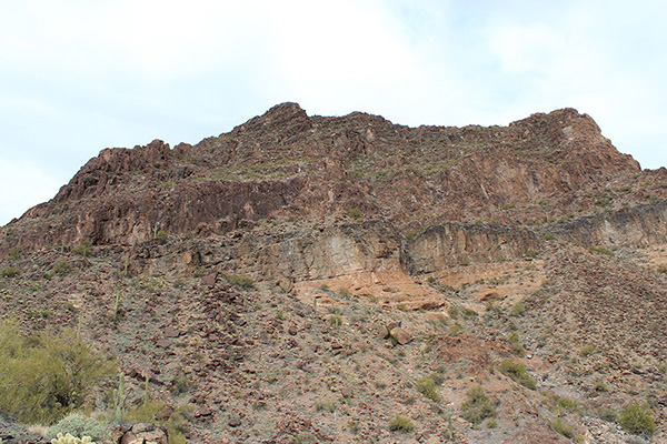 The upper slopes and cliffs of Big Horn Peak from the broad bench