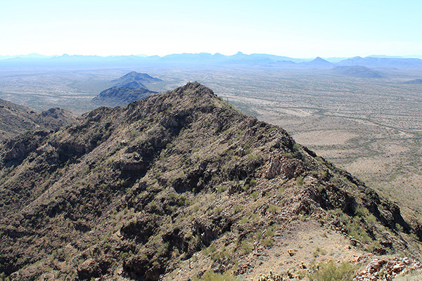 Looking back on the traverse from the top of the southwest ridge towards the summit of Black Mountain