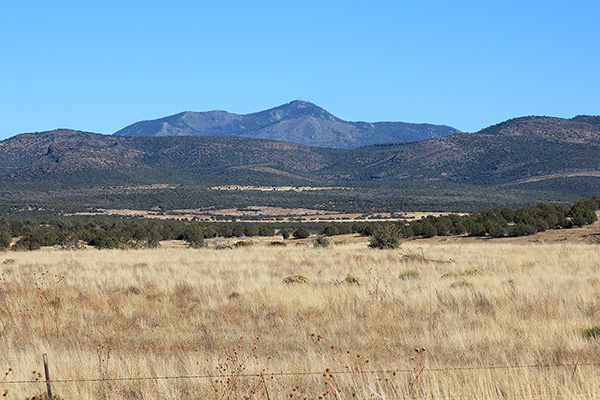 A view of Bill Williams Mountain to the east from Arizona Highway 89