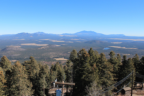 NE from the Lookout tower towards Sitgreaves Mountain, Kendrick Peak, and Humphreys Peak