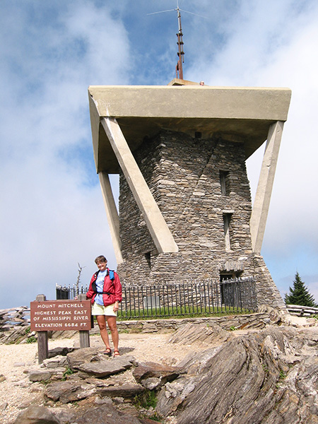 Linda on the summit of Mount Mitchell (September 2005)