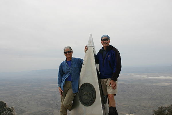 Linda and Paul on the summit of Guadalupe Peak (April 2010)