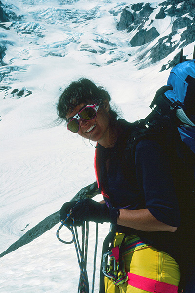 Linda after crossing the Kautz Glacier, Mount Rainier (July 1991)