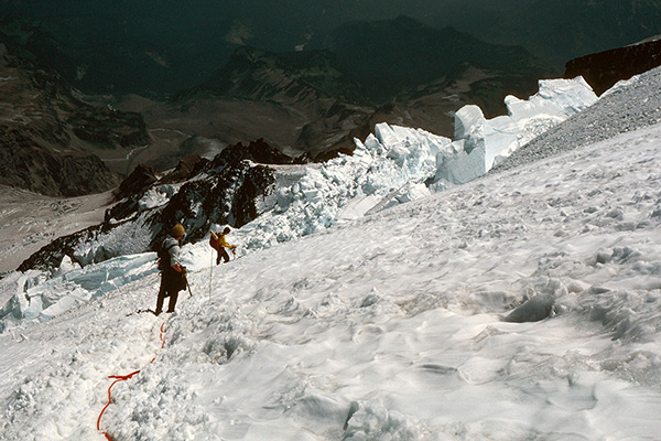 Descending from the summit of Mount Rainier (August 1980)