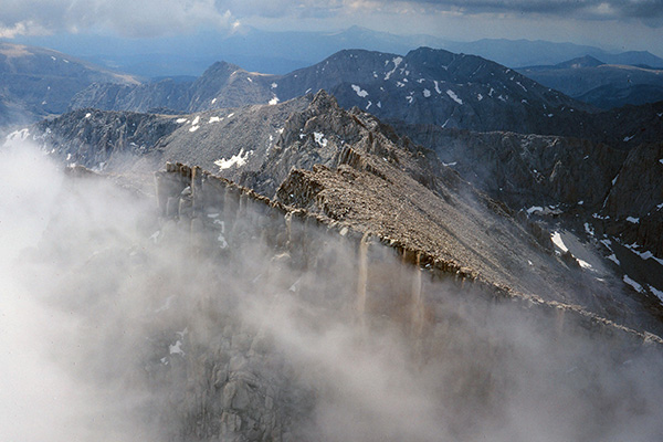 Looking south along the John Muir Trail from the summit of Mount Whitney (August 1986)