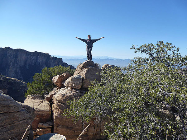 Dave celebrating on the summit of Valentine Peak