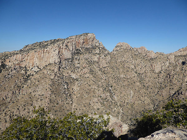 Table Mountain and Table Tooth across Pima Canyon to the NNW from Valentine Peak