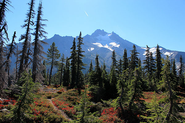 The north face of Mount Jefferson from our Bayes Lake overlook lunch spot