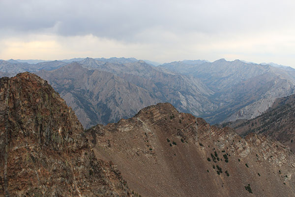 The view north up the East Fork Eagle Creek drainage towards Eagle Cap from Krag Peak