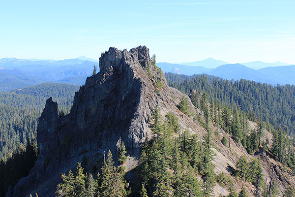 The view of the Titbits Mountain summit from the Tidbits Mountain Lookout site