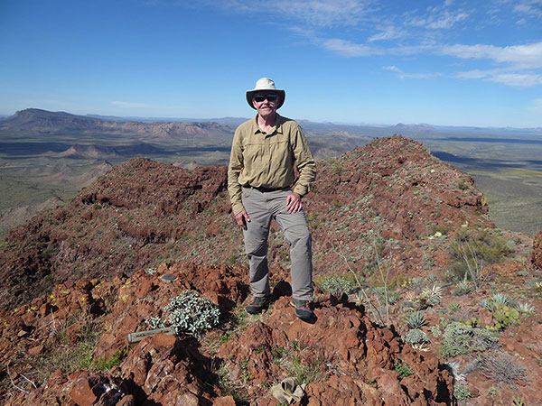 Paul on the summit of Kino Peak, the highpoint of the Bates Mountains