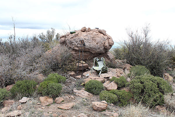 The apparent Webster Mountain summit, with summit register