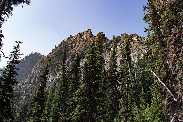 The North Ridge of Ruby Peak rises steeply above the Old Murray Saddle Trail.
