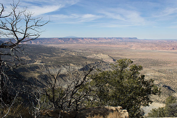 Navajo Mountain, in Utah, rises far to the northwest beyond Black Mesa