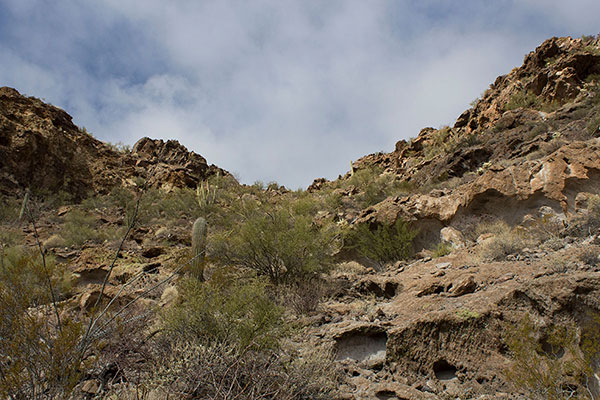 I climb up towards the upper saddle