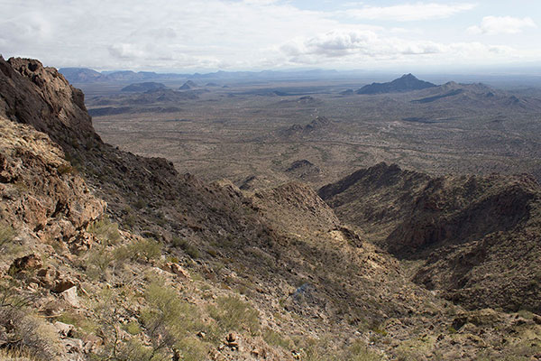 Looking down towards the lower saddle near the center of this view from the upper saddle