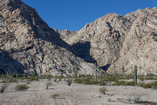 Our climb begins by entering and climbing up this northeast-facing canyon.