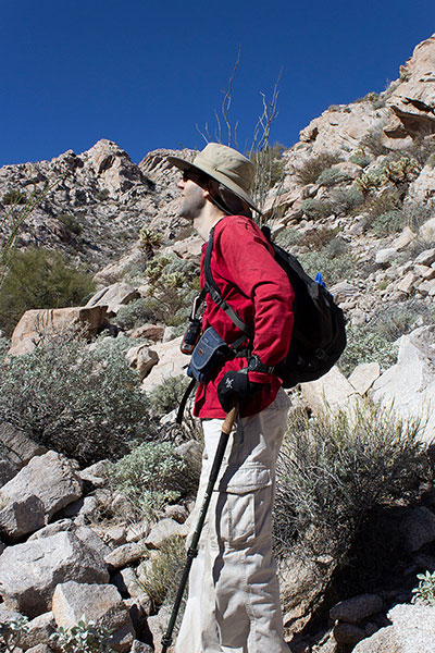 Michael studies the route above us