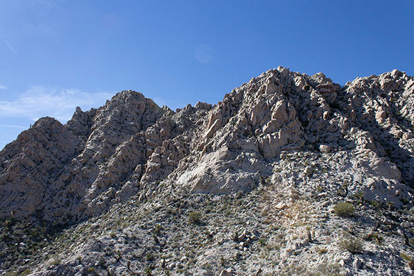 From the ridge top we can finally see the Tinajas Altas Mountains highpoint on the left