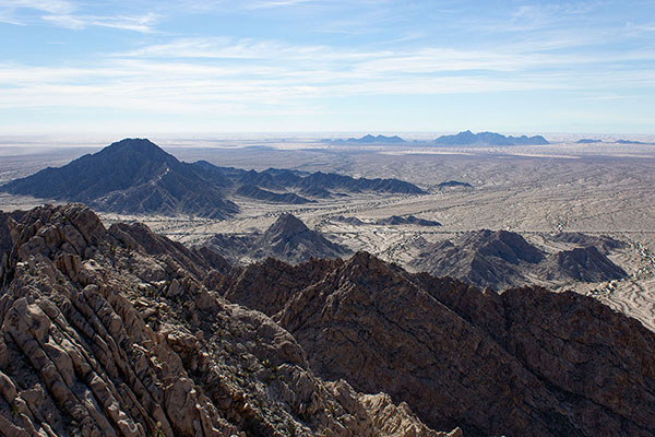 Our view south into Mexico towards the distant Gulf of California (Sea of Cortés)