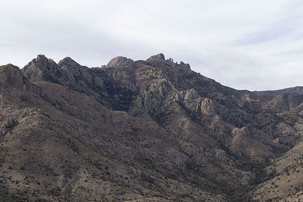 Early morning view of Cochise Head from low on the West Ridge of Dunn Springs Mountain