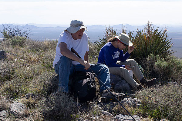 Andy Martin and Matthias Stender relaxing on the summit of Dunn Springs Mountain