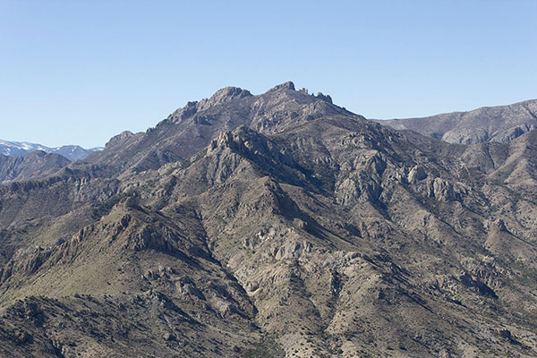 Cochise Head from Dunn Springs Mountain. The "nose" is the summit.