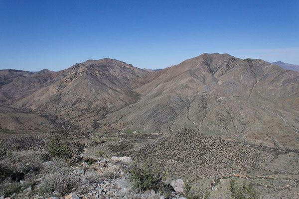 Rough Mountain (on the left) and Wood Mountain (on the right) to the west