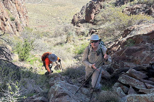 Wade and Paul high in the NE Gully (Matthias Stender photo).