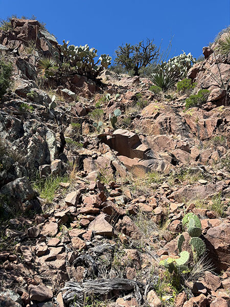 The last few feet below the summit ridge (Matthias Stender photo).