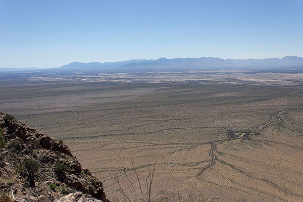 The Chiricahua Mountains lie to the south