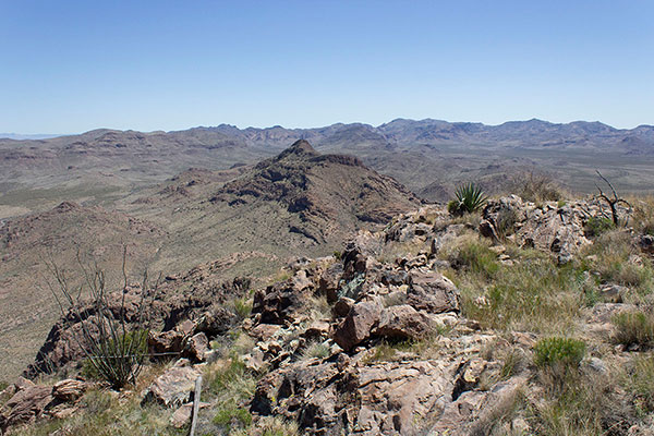 Peak 5150, Doubtful Peak, and the Northern Peloncillo Mountains to the east