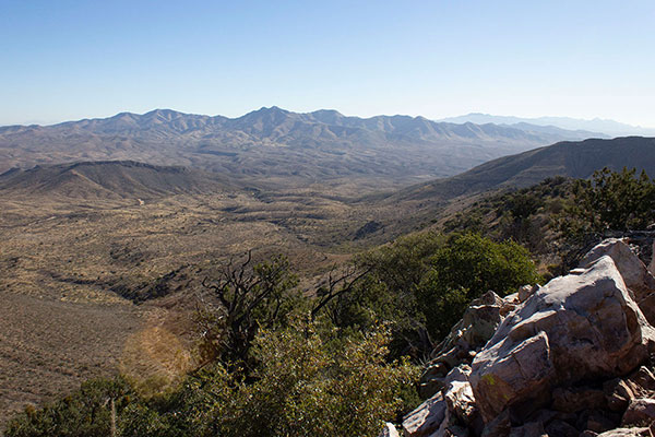 The Little Dragoon Mountains to the southeast