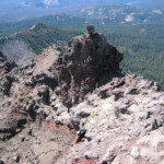 Looking down at "The Crawl" from higher on the South Ridge of Three Fingered Jack
